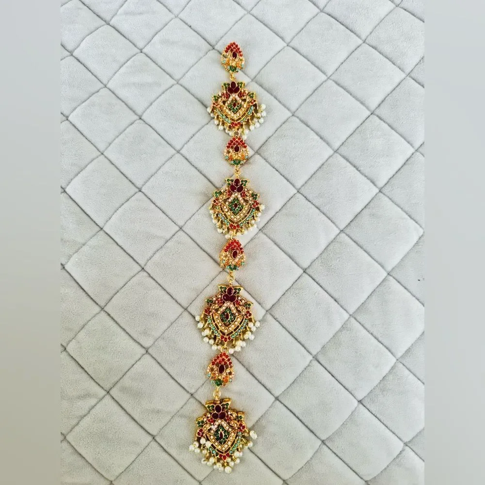 BRIDAL PAKISTANI INDIAN JEWELRY ELAYNA PUNJABI PARANDA HAIR ACCESSORIES